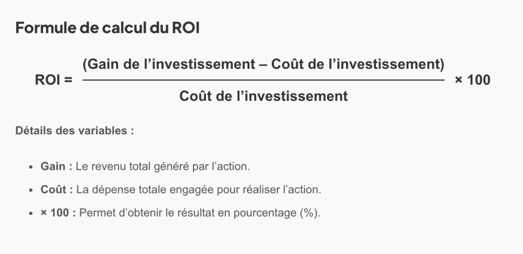 calcul retour sur investissement
