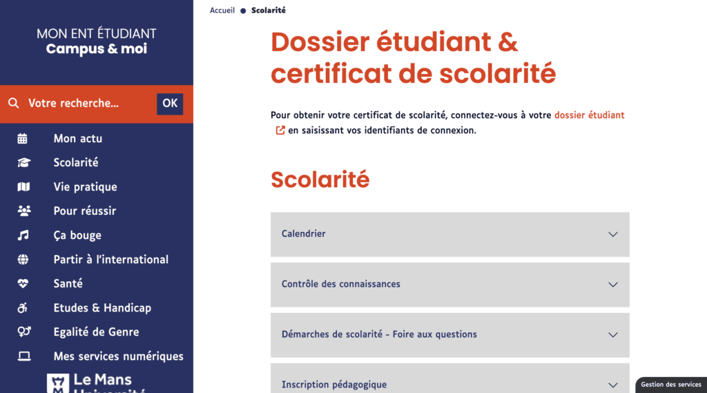 ent le mans scolarité