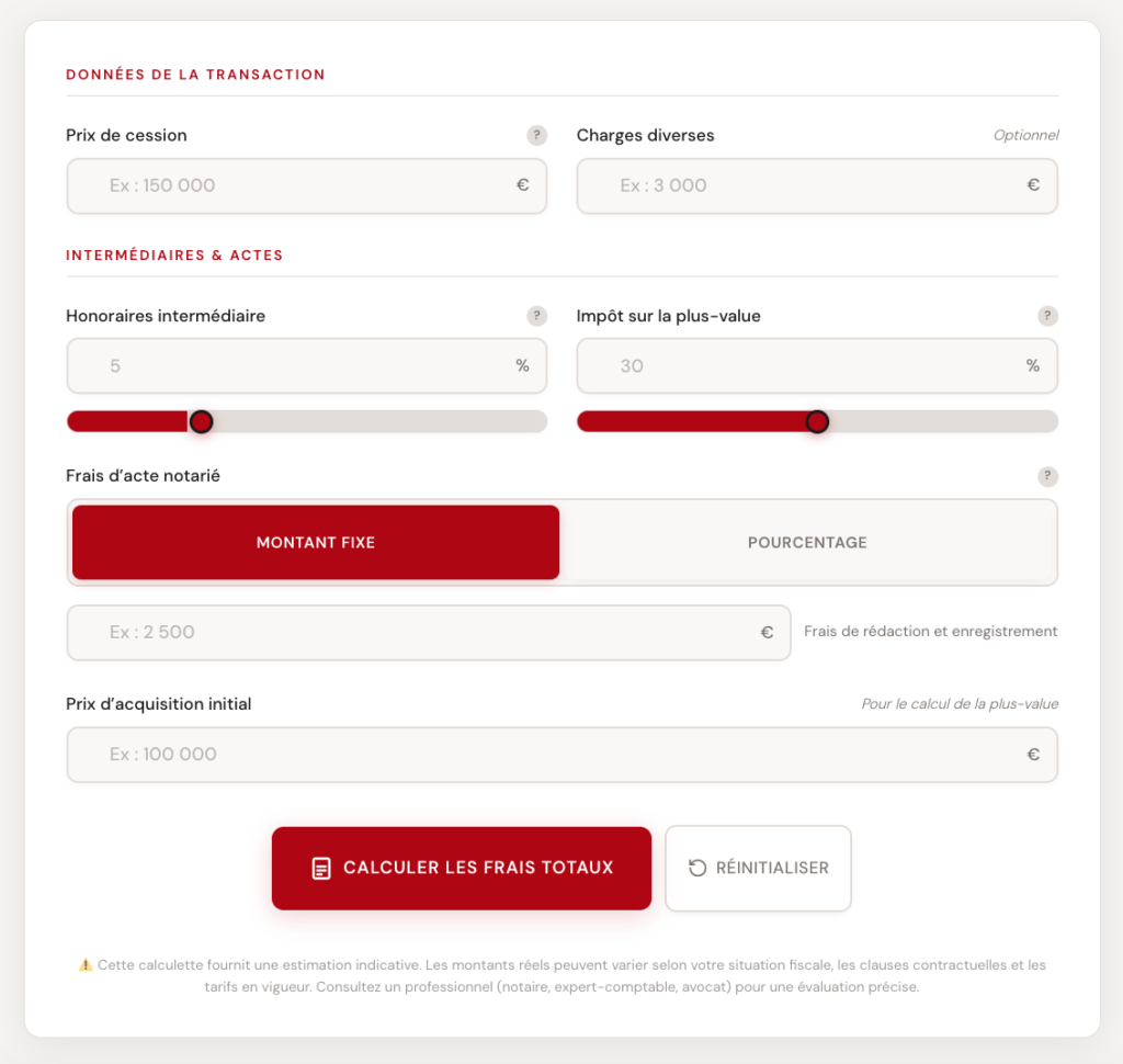 calculette des frais de cession fonds de commerce de list-company.com alternative